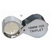 Loupe 10 X Triplet, Aplanétique, Avec Etui - 18 mm