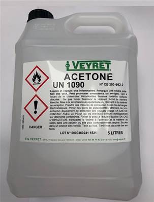 Acétone  - UN1090, 3, II  - Bidon de 5 Litres