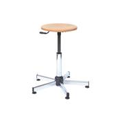 Tabouret Assise Bois Ø 32 Cm, Gaz H45/56, Sur Patins.