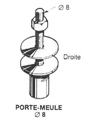 Porte Meule - Métallique - à Droite Axe de 8 mm