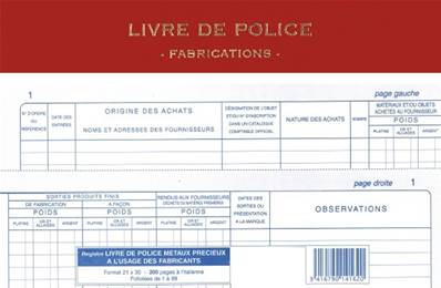 Livre Registre de Police Fabrications - Rouge